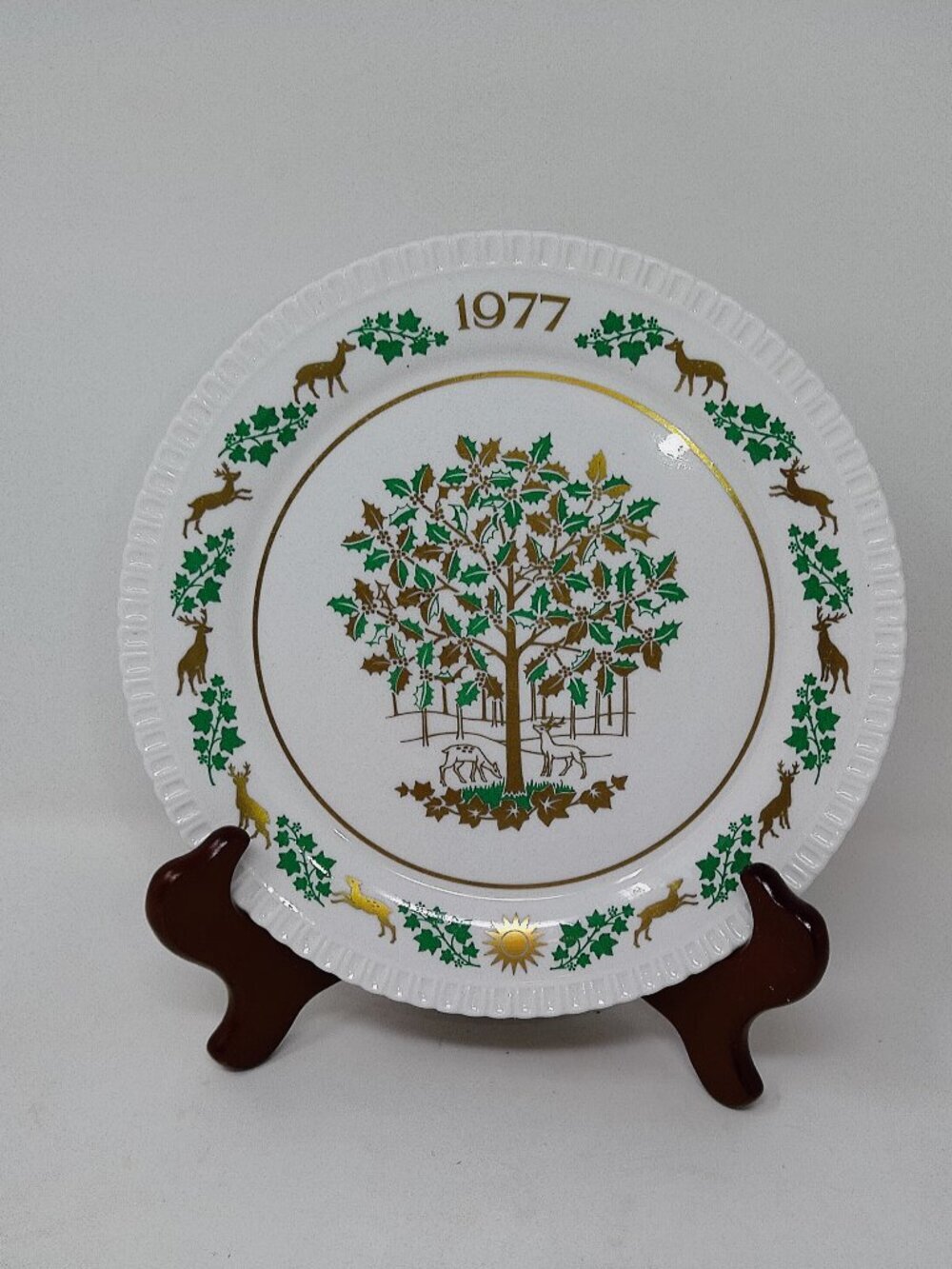 Vintage Collectors Spode Twelve Days OF Christmas Tree Plate - Gold & Green